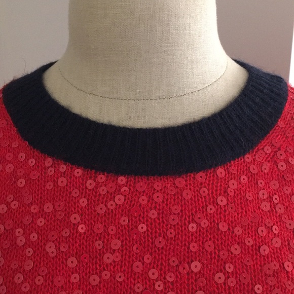 J Crew red sequin sweater small - Picture 2 of 2